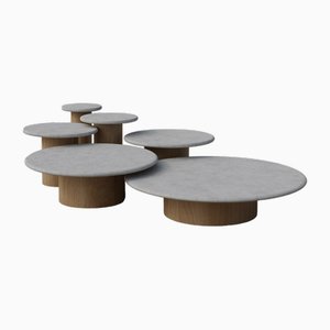 Set Complet Raindrop en Microcrete et Chêne par Fred Rigby Studio, Set de 6