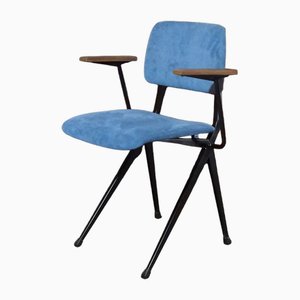 Chairs Model 202 SpinStoel by Mark Siepel en Ynske Kooistra for Marko Holland with Blue Corduroy, 1960s, Set of 4