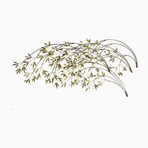 Brass Bamboo Branch Wall Sculpture by Curtis Jere, 1980