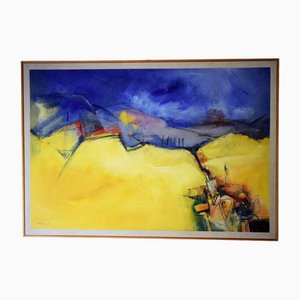 Richard Kaplenig, Landschaft in der Toskana, años 90, óleo sobre lienzo, Enmarcado