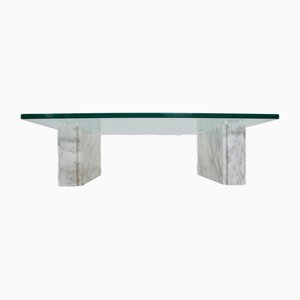 Mesa de centro en mármol de Carrara y vidrio