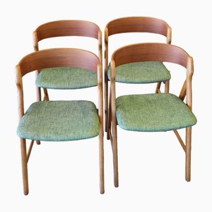 Model 71 Chairs in Teak and Oak by Henning Kjærnulf, 1960s, Set of 4