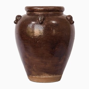 Large Brown Stoneware Pot