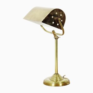 Banker Table Lamp in Brass and Steel