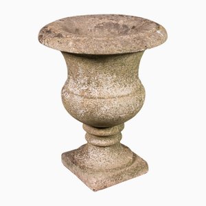 Antique Victorian English Weathered Planting Urn in Marble, 1870