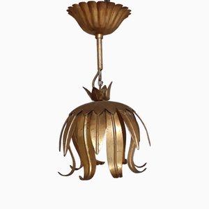 Vintage Ceiling Lamp in the Shape of Fluid in Gold-Colored Metal Painted Metal, 1970s