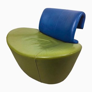 Postmodern Green and Blue Leather Lounge Chair by Montis, 1980s