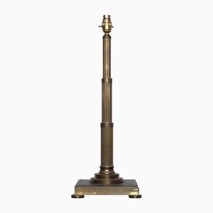 Vintage Tiered Ribbed Brass Desk Lamp with Square Base, 1970s