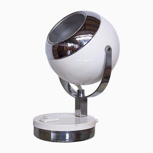 Lámpara de escritorio italiana vintage con globo ocular en blanco, años 60