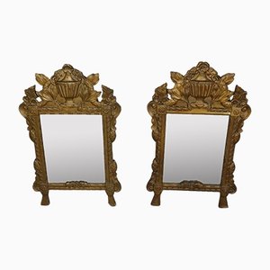 Golden Wood Mirrors, Set of 2