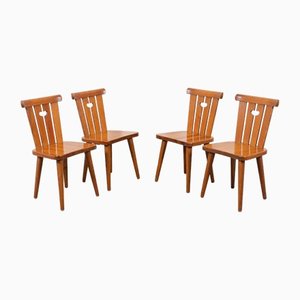 Vintage Swedish Pine Dining Chairs, 1960s, Set of 4