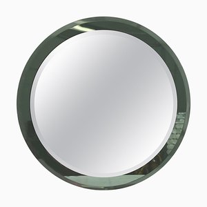 Espejo redondo doble biselado atribuido a Metalvetro, Italia, años 70
