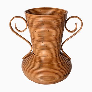 Bamboo and Rattan Vase by Vivai del Sud, Italy, 1970s