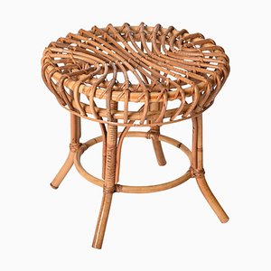 Ottomane ou Tabouret Rond en Rotin et Bambou par Franco Albini, Italie, 1960s