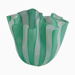 Towlet Zanfirico Murano Glass Vase attributed to Fulvio Bianconi for Venini, Venice, 1950s