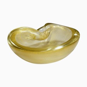 Murano Art Glass Bowl with Gold Foil, Italy, 1950s