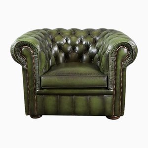 Chesterfield Armchair in Green Leather