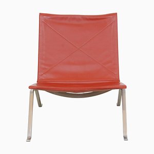 PK-22 Sessel aus Rotem Leder von Poul Kjærholm für Fritz Hansen, 2000er