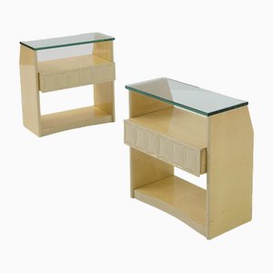Italian Lacquered Wood and Glass Nightstands by Giovanni Gariboldi, 1950, Set of 2