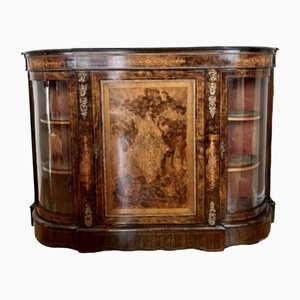 Credenza vittoriana antica intarsiata in radica di noce, 1860