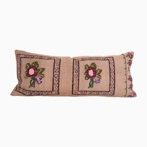 Vintage Turkish Floral Aubusson Kilim Cushion Cover