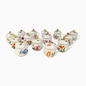 Antique Pots in Porcelain from Meissen, 1800s, Set of 14