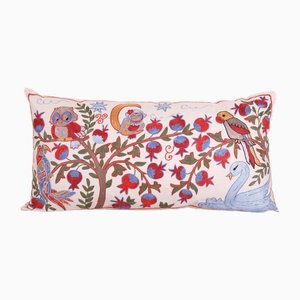 Housse de Coussin Abstrait Ouzbek Tachkent Suzani avec Motifs Oiseaux