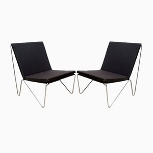 Sillones Bachelor daneses con cojines de cuero de Verner Panton para Fritz Hansen, años 60. Juego de 2