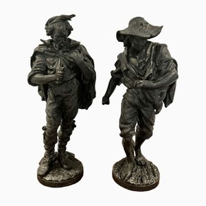 Large Antique Victorian Spelter Figures, 1860, Set of 2