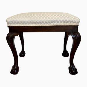 Antique Victorian Carved Mahogany Stool, 1880s