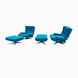 Chaises Vintage avec Repose-Pieds par Howard Keith pour Heals, 1960s, Set de 4