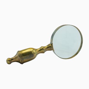 Antique English Magnifying Glass in Brass, 1910