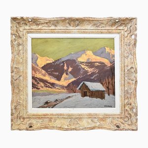 Lucien Quenard, Mountain Landscape, 1930, Oil on Panel, Framed