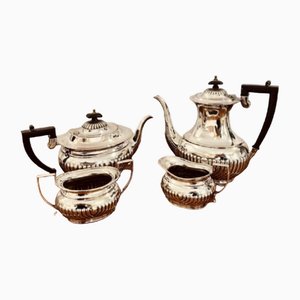 Antique Edwardian Silver Plated Tea Set, 1900, Set of 4