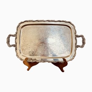 Large Antique Silver Plated Engraved Tea Tray, 1950