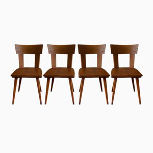 Brutalist Splayed Leg Dining Chairs, 1950s, Set of 4