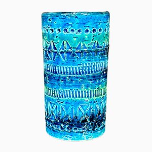 Italian Rimini Blu Glazed Ceramic Vase by Aldo Londi for Bitossi, 1950s