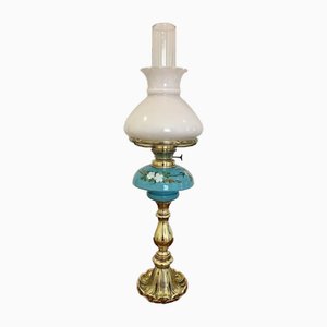 Antique Victorian Brass Oil Table Lamp, 1870s