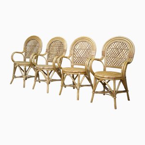 Fauteuils Vintage en Bambou, 1970s, Set de 4