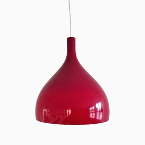 Lampe à Suspension en Verre de Murano Rouge par Paolo Venini pour Venini, Italie 1960s