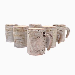 Mid-Century Ceramic Mugs by Francis & Josette Bonaudi for Vallauris, Set of 6