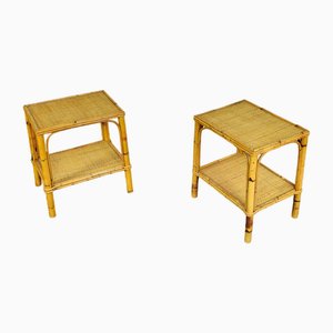 Vintage Bamboo Bedside Tables, Italy, 1970s, Set of 2