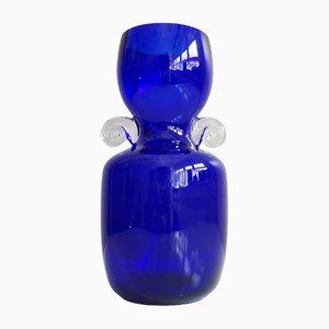 Vase aus kobaltblauem Glas, 1980er