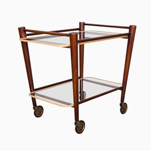 Teak Trolley with Two Glass Tops by Cees Braakman for Pastoe, 1950s