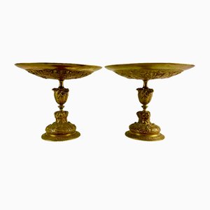 Copas Tazza neorrenacentistas de bronce dorado, 1850. Juego de 2
