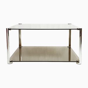 Twin Coffee Table in Smoked and Chrome Plated Glass by A. Ari Colombo for Arflex, 1968
