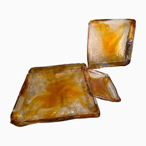 Mid-Century Modern Murano Glass Stackable Trays by Mazzega, 1970s, Set of 3