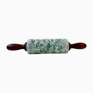 Mid-Century Rolling Pin in Oak and Porcelain by Høyrup for Nymølle, 1960s