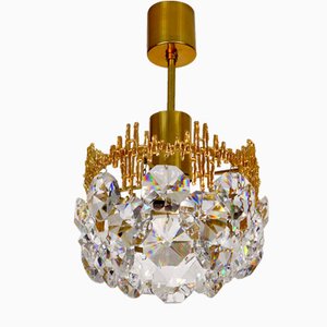 Brass & Lead Crystal Chandelier from Palwa, 1960s