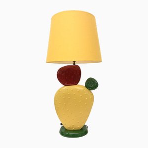 Cactus Table Lamp on Ceramic Base by Francois Chatain, 1980s